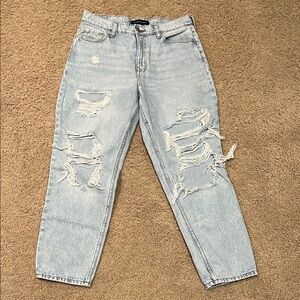 Aeropostale Ripped Light Denim Mom Jeans